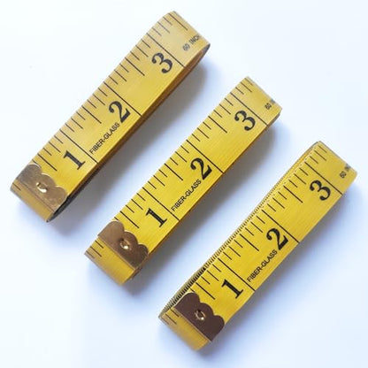 3 Pack Tape Measure Body Measuring Tape, Soft Measuring Tape for Body Weight Loss Sewing Cloth Measurement, 60 Inch Double Scale Tailor Ruler for Medical Measurement Nursing Craft (Yellow) - color: Yellow