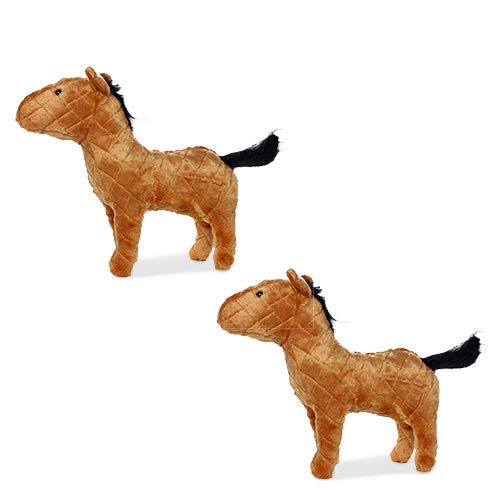 MIGHTY® 2 Pack Farm Animal: Horse Ultra Plush Dog Toys | Multiple Layers & Reinforced Seams , Washable and Floats , Mighty® Construction - color: 2PK Brown Horse