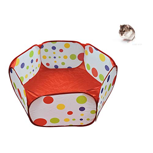 WishLotus Small Animal Playpen, Portable Outdoor Pet Exercise Fence Pop-Up Metal Wire Yard Fences, Foldable Pet Tent Play Pen for Guinea Pig, Hamster, Chinchillas and Hedgehogs, Rabbits (Red) - color: Red