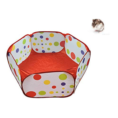 WishLotus Small Animal Playpen, Portable Outdoor Pet Exercise Fence Pop-Up Metal Wire Yard Fences, Foldable Pet Tent Play Pen for Guinea Pig, Hamster, Chinchillas and Hedgehogs, Rabbits (Red) - color: Red