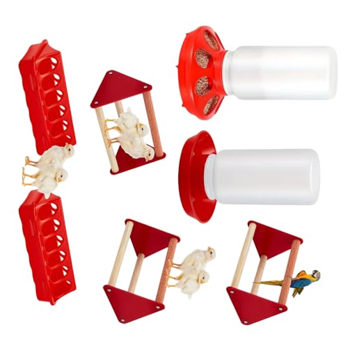 Easy to Chicken Feeder Waterer Set with Individual Feeding Holes Great for Farm or Home Use Chick Starter Set - color: A