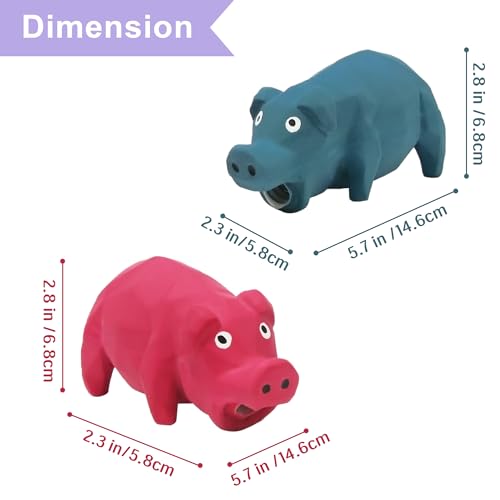 Squeaky Pig Dog Toy that Oinks, Grunting Dog Toy Pig 5.7 inch, Latex Dog Chew Toys for Small & Medium Dogs(2 Pack