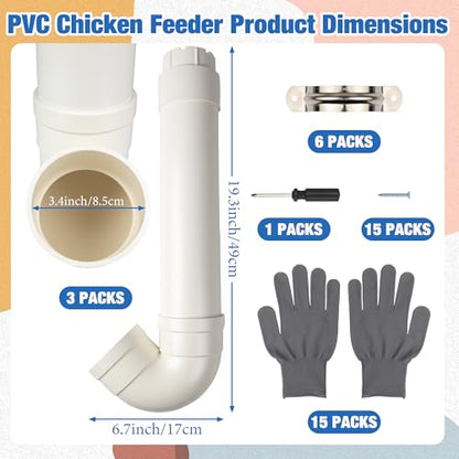 Homar 1pces PVC Chicken Feeder-No Waste PVC Pipe Chicken Feeder,Installation and Refilling are Both Very Simple, Making Feeding Time Easy and Enjoyable Size 19.3“ L x 6.7” W x 3.8" ID - size: 1pc