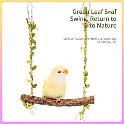 Wooden Chicken Swing Perch with Hanging Chains for Birds | Natural wood swing perch with chains for chicken coops, bird cages, parrot play areas and backyard flock enrichment