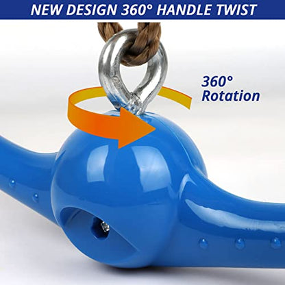 YAMIPROBI Ninja-Twister Swing Spins Set: Slackline Attachments - 360° Handle Twist-Spin Flips Toy Activate Ninja Powers Warrior Accessories Kids Hang Toys for Playground Backyard Blue - color: Blue