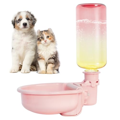 VANNON 16oz Pet Water Bottle, Gravity Dog Water Bowl Dispenser for Cage, Anti-Overflow Water Dispenser for Small Dogs, Cats, Rabbits and Other Small Animals, BPA Free, Gradient Pink - color: D-Gradient Pink, size: 16oz