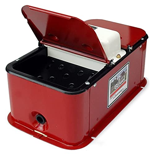 Brower Polyurethane Foam Insulated Galvanized Steel Electric Heated Livestock Pig Waterer with Lid and Mud Grates for 150 Hogs, Red