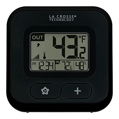 La Crosse Technology 308-147 Wireless Compact Digital Thermometer with Humidity, Black