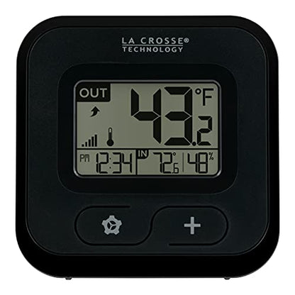 La Crosse Technology 308-147 Wireless Compact Digital Thermometer with Humidity, Black