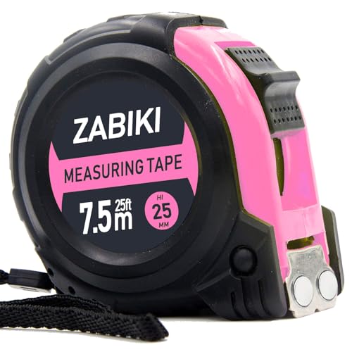 Measuring Tape Measure, 25 Ft Easy to Read Decimal Retractable Dual Side Ruler with Metric and Inches, for Surveyors, Engineers and Electricians, with Magnetic Tip and Rubber Protective Casing, Pink - color: Pink