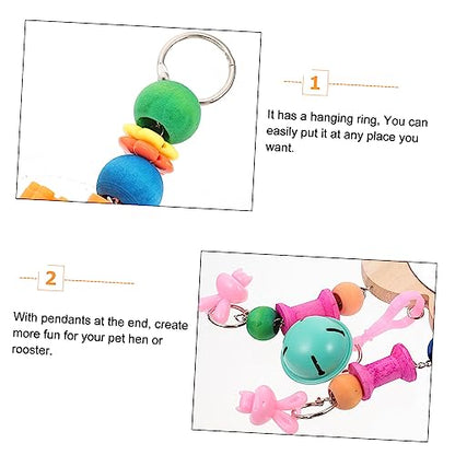 BESPORTBLE Wooden Hanging Mirror Toy for Hens and Chickens Interactive Chicken Accessories Bells Fun and Engaging Pet Mirror for Coop Relieves Boredom and Increases Activity