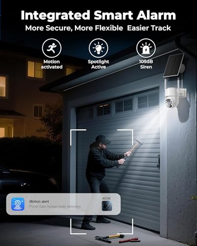 4MP Security Cameras Wireless Outdoor,No Subscription 128GB Local Storage,Solar Powered Cameras For Home Security With 360°PTZ,4 Cam-Kit, Color Night Vision Home Security Camera System,5G & 2.4G,IP66