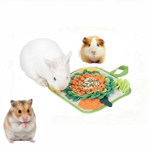 Rabbit Foraging Mat Snuffle Mat for Small Animals Rabbit Toy 11.81"x11.81" Rabbits Snuffle Mat Pets Interactive Feeding Matt Treat Dispenser for Bunny Guinea Pigs Ferrets Chinchillas (#A) - color: #A