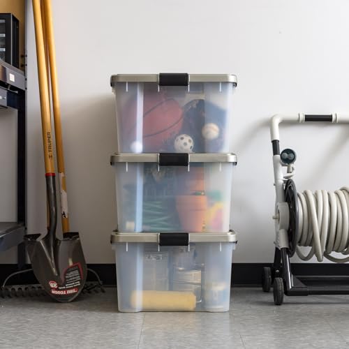 IRIS USA 60 Qt Storage Bins with Gasket Seal Lid, 3 Pack - BPA-Free, Heavy Duty Moving Containers Tight Latch, Weather Proof Tote, WEATHERPRO - Clear/Chrome - size: 60 Qt. - 3 Pack
