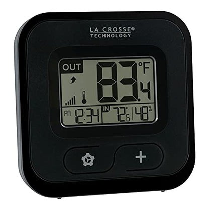 La Crosse Technology 308-147 Wireless Compact Digital Thermometer with Humidity, Black