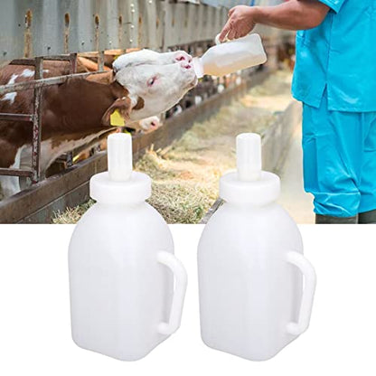 Calf Feeding Bottle 1L Capacity Thick Durable Easy Cleaning Calf Milk Feeder with Detachable Pacifier for Calves and Lambs Farm Use Plastic Silicone 2 Pack