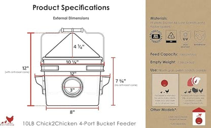 RentACoop Chick2Chicken 10lb Feeder & 2 Gal Waterer Set - 2025 Version - size: Without Stand