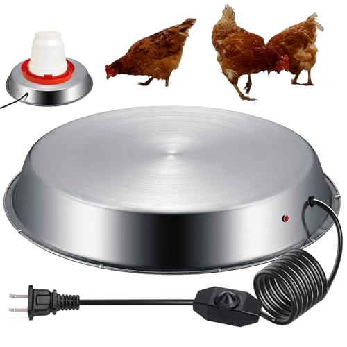 12in Chicken Water Heater, 5 Gallons Chicken Water Heater Base,Automatic Electric Poultry Winter Deicer Heated Base for Plastic/Metal Chicken Waterer