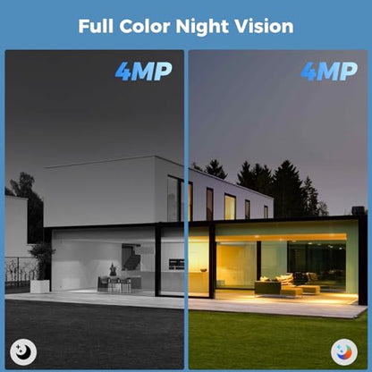 Hiseeu Security Cameras Wireless Outdoor, 3pcs Solar Powered 3K 4MP Surveillance WiFi Cameras for Home Security Outside, PIR/AI Motion Detection, Waterproof, Color Night Vision, 2-Way Audio, Black - color: 3C90B-Black