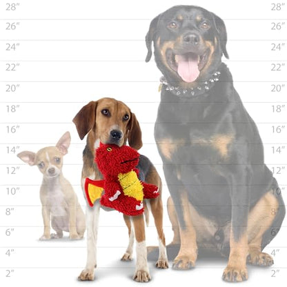 MIGHTY® 2 Pack Microfiber Medium Dragon Dog Toys | Ultra Durable Plush Toy with Multiple Layers & Reinforced Seams , Washable and Floats , Mighty® Construction - color: 2PK Red Dragon