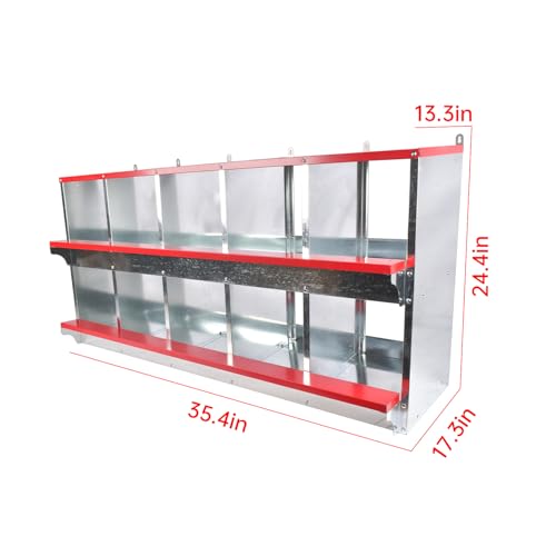 Chicken Nesting Boxes - 3-Compartment Metal Wall-Mounted Poultry Nest Box for Chickens, Hens, and Ducks - Easy Egg Collection - Large Vented Holes - Chicken Coop Equipment (10 Compartments) - size: 10 Compartments