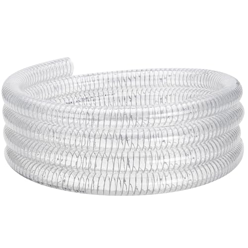 1/2"id-50ft PVC Reinforced Tubing Steel Wire Suction Flexible Hose Vinyl Tubing Heavy Duty PVC Vacuum Hose Drain Fuel Oil Gas Water for Marine Bilge Pump Pond Spa - size: 1/2"ID, style: 50 feet