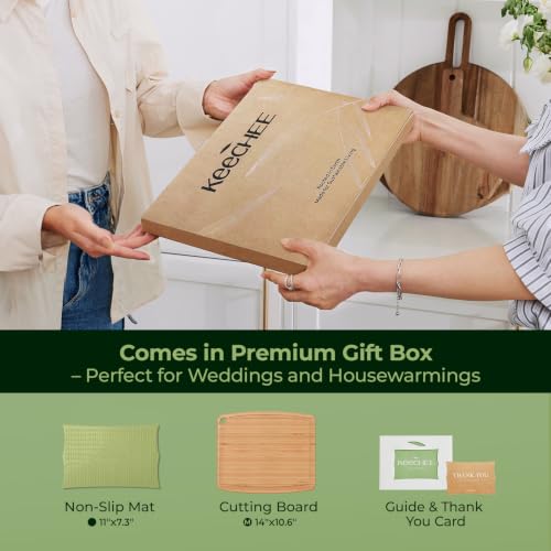 Keechee Dishwasher Safe Bamboo Cutting Board, Lightweight & Durable Wood Cutting Board, Reversible with Juice Groove, Easy to Store & Clean, Ideal Kitchen Gift for Home Cooks - size: 14"L x 10.6"W