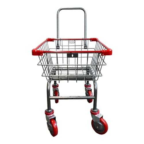 U HANDDLE Grocery & Laundry CART 1.5 Bushel (Gunpowder Metal) Red, Blue Trim (Red) - color: Red