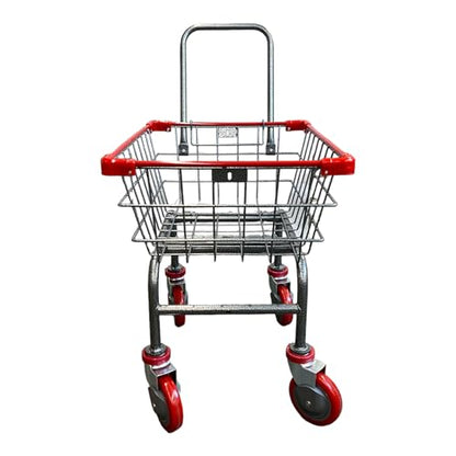 U HANDDLE Grocery & Laundry CART 1.5 Bushel (Gunpowder Metal) Red, Blue Trim (Red) - color: Red