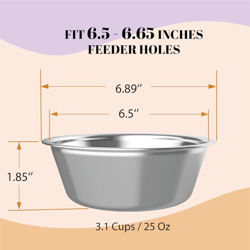 AVERYDAY 25oz Stainless Steel Dog Bowls Set, 2 Pack for Replacement Dogs Bowl Stand, 3.1 Cups Metal Dog Bowls, 6 Inch Small Medium Dogs Water Bowl for Raised Feeder with Opening 6.5-6.65" - size: Fit 6.5-6.65" Feeder Holes (3.1 Cups)