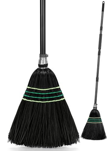 SOBONNE Heavy-Duty Outdoor Broom with Stiff Bristles | Outside Large Commercial Brooms with 60 Inch Long Handle for Sweeping Outdoor Garage Yard Patio Commercial Industrial