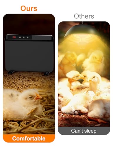 Chicken Coop Heater with Adjustable Temperature Remote Control, 200 Watts Radiant Heat Flat Panel Heaters for Winter Heating，Energy Efficient Warmer for Chick Poultry Animals, Black
