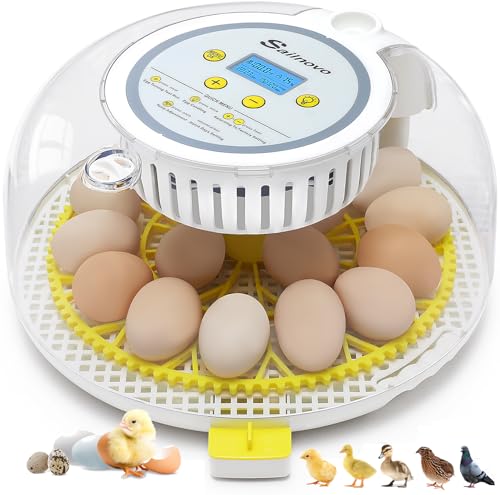 Sailnovo 18 Eggs Incubator for Hatching Eggs with Automatic Egg Turning, Humidity Level Display, Egg Candler, Hatch Days & Incubator for Chicken Eggs,Ideal for Farm,School and Lab (Yellow)