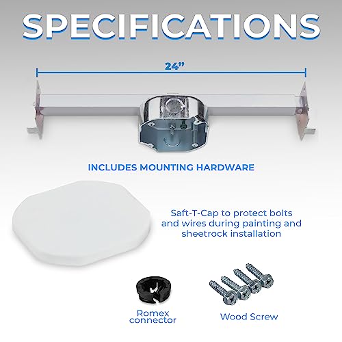 OHLECTRIC Saf-T-Bar for Ceiling Fan and Light Fixture - Ceiling Fan Mounting Bracket for Engineered Truss with 1-1/2 Inch Deep Box - for New Construction Or Remodelling in Accessible Attic - size: Saf-T-Bar