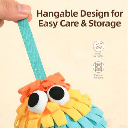 Pinecone Pet Snuffle Toy with BB Squeaker & Crinkle Paper | Interactive Hide and Seek Food Puzzle Toy | Hangable Design for Small Dogs & Small Pets | Mental Enrichment & Playtime Use (Yellow) - color: yellow