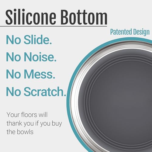PEGGY11 Nonslip Stainless Steel Dog Bowls, 7.6 US Cup, 2 Count | No slide silicone bottom, Dishwasher safe, Easy to clean, Stackable design - size: 7.6 Cup