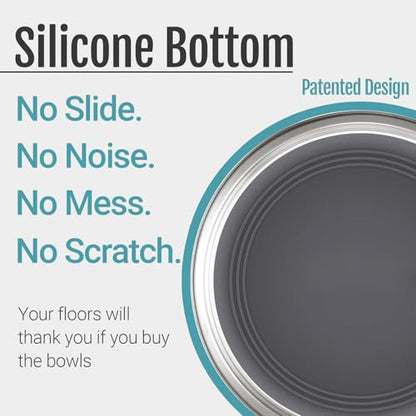 PEGGY11 Nonslip Stainless Steel Dog Bowls, 3.8 US Cup, 2 Count | No slide silicone bottom, Dishwasher safe, Easy to clean, Stackable design - size: 3.8 Cup