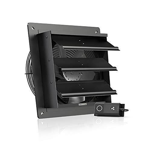 AC Infinity AIRLIFT S10, Shutter Exhaust Fan 10” with 10-Speed Controller, EC Motor - Wall Mount Ventilation and Cooling for Sheds, Attics, Workshops, and Greenhouses - style: 10-Inch, Speed Controller