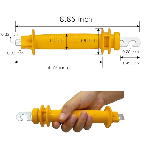 Electric Fence Rubber Gate 10 Pack - Electric Fence Spring Handles Insulated Plastic Handle for Garden Farm Heavy Stamped Steel Hook, Yellow - size: 10 pcs
