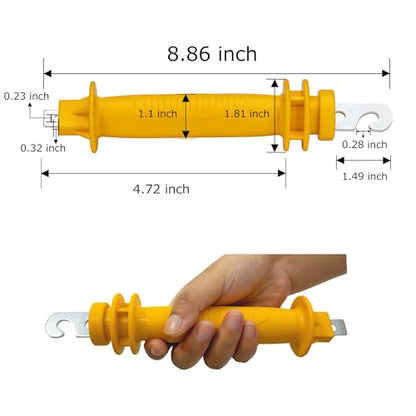 Electric Fence Rubber Gate 20 Pack - Electric Fence Spring Handles Insulated Plastic Handle for Garden Farm Heavy Stamped Steel Hook, Yellow - size: 20 pcs
