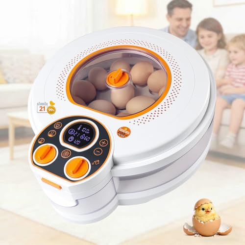 Egg Incubator for Hatching Eggs: Automatic Turner with ±1°F Temperature & Auto Humidity Control - 21-Day Stable Hatching for Chickens - 12-18 Eggs Per Batch - No Assembly