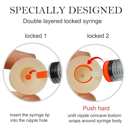 Doggiema Silicone Feeding Nipple and Syringes for Newborn Kittens, Puppies, Rabbits, Small Animals, Bubble Milk Bowl (3 Size Nipple+3 Syringes) - size: Replacement Nipple (5 Nipple+3 Syringes)
