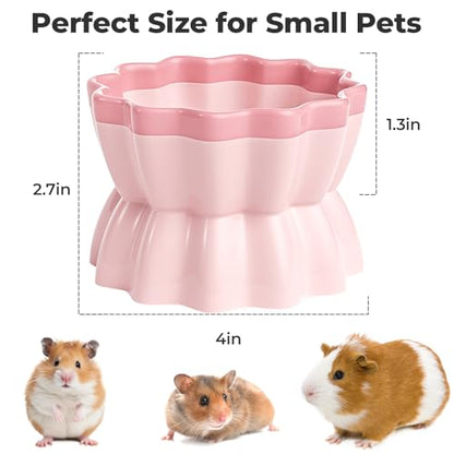mini&moe Hamster Food Bowl - Ceramic Guinea Pig Bowl Anti-Turning Small Pet Food Feeding Dish for Rabbit Rat Gerbil Mouse Chinchilla - color: Pink