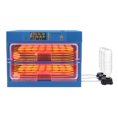 Automatic Egg Incubator, Digital Poultry Hatcher with LED Display, Auto Temperature & Humidity Control, for Chicken Duck Goose Quail Parrot Eggs, Dual Power 110V/12V (128 Eggs) - color: 128 Eggs