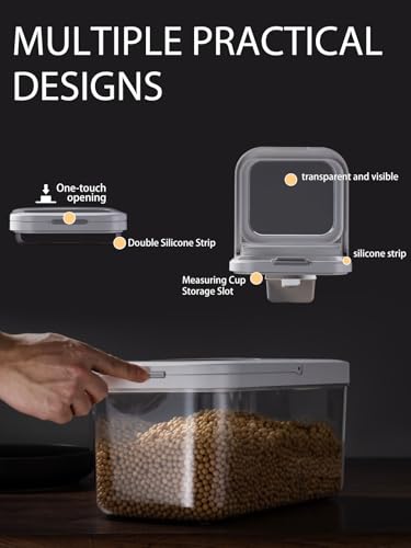 LivLab Mker Rice Storage Container -10Lbs/1.3Gal/6KG Rice Container Airtight Grain Dispenser Kitchen Pantry Organizer with Measuring Cup, BPA-Free, Clear Design for Dry Food - color: 10KG-B