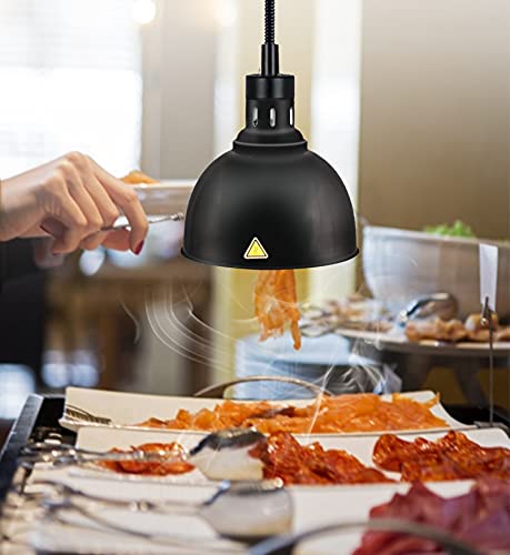 JIAWANSHUN Retractable Heat Lamp for Food with 250W Heating Bulb for Restaurant Hanging Food Warmer Lamp Buffet or Home Use Pizza Warmer - color: Black