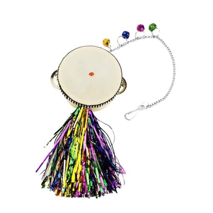 Kisangel Chicken Hanging Mirror Pet Chicken Toy Stainless Steel Drum Hen Rooster Toy