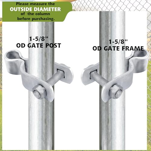 1-5/8" Chain Link Fence Frame Gate Post Female Hinge, Pack of 4, Galvanized Steel Gate Hinge for Fence Posts, Bolts & Nuts Included - size: 1-5/8" Female
