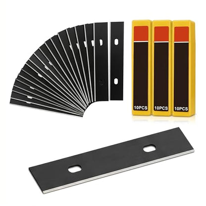 30 Pack 4 Inch Scraper Blades, High-Carbon Steel, with Storage Box | Stays Sharp Through Full Paint Jobs, 5× Wider Coverage, Fits Most 4-inch Scrapers, Safe on Glass Stovetops and Tiles - color: 30pcs Replacement Blades