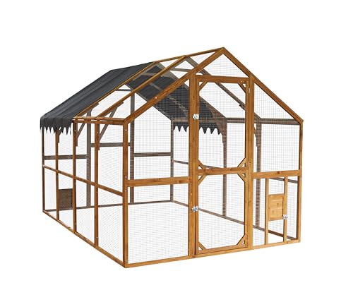 Endark 110" Large Walk-in Chicken Coop Enclosure with Waterproof Roof- Spacious Outdoor Yard, Pet Cage Playpen Farm Poultry Cage with Durable Wood Construction and Rain Protection(Brown)